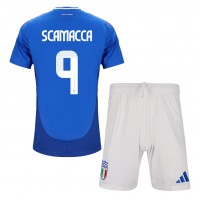 Italy Gianluca Scamacca #9 Replica Home Minikit Euro 2024 Short Sleeve (+ pants)